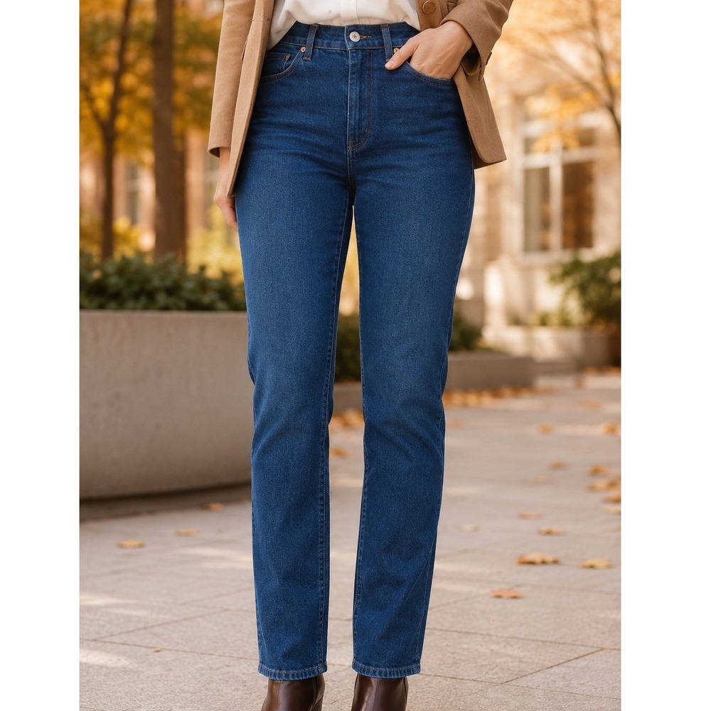 Abercrombie & Fitch Curve Love Ankle Straight Ultra High Rise Jeans Dark Wash 27